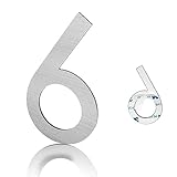 3 Inch Modern House Numbers, Brushed silver Mailbox Number,Stainless Steel Material,Self-Adhesive Number Door Numbers for Apartments Office (6)