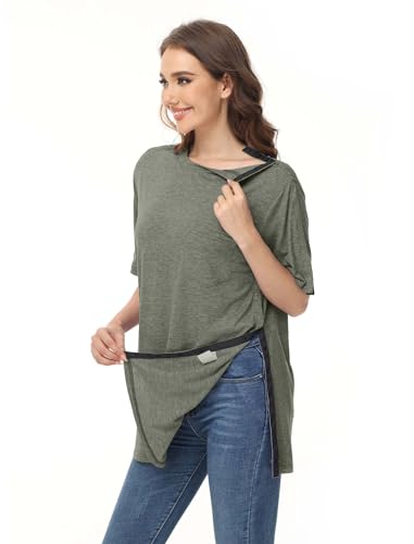 Unisex Post Shoulder Surgery Shirts After Rotator Cuff Surgery Shirt Snap Tearaway Shirts Chemo Port Adaptive Clothing