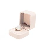 Tamaño: Aprox. 6.2*5.2*4.8cm JUNGEN® Caja de Franela de Anillos, Organizador de Joyerías, Aretes Joyería Caja de Almacenamiento Boda Regalo (Beige)