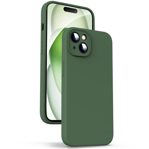 Supdeal Custodia in Silicone Liquido per iPhone 15, [Protezione Fotocamera] [Cover in Microfibra] [Protezione a 4 Strati], Case Ultrasottile e con Presa Comoda, 6,1 Pollice, Verde