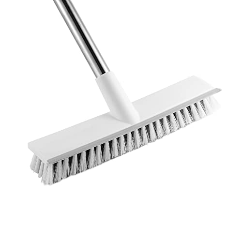 Brosse à récurer à long manche en acier inoxydable réglable - Brosse à poils raides pour nettoyer carrelage, salle de bain, cuisine, patio Cover