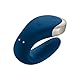 Satisfyer, Luxus Paarvibrator mit Fernbedienung, Double Love Connect App’ mit App und Funkfernbedienung, medizinisches Silikon, 8,6 cm, Farbe:blau