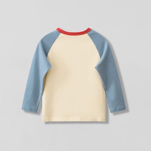 Girls Cute Bear Print Cotton T-Shirts Kids Color Block Raglan Top Boys Crewneck Basic Long Sleeve Tees for 2-10 Years4