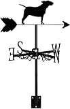 Windfahne aus Metall mit Hundemotiv, geeignet für die Dachmontage im Außenbereich, schwarz, zur Dekoration von Garten und Hof, Windrichtungsanzeige Messfunktion – ideal Bauernhäuse