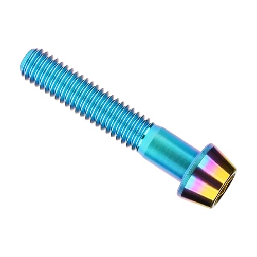 Image of Titanium Ti Bolt M5x9 16 18 20 25 30 35 40 45 50 55 60mm Tapered Head Screws Pack of 4 (M5x30mm, Iridescent Blue)