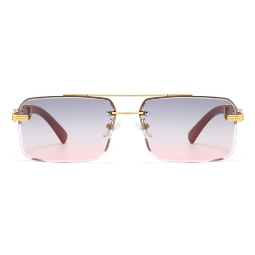 Image of Gleyemor Mens Sunglasses Fashion Rimless Rectangle Sunglasses Square Frameless Sunglasses for Men