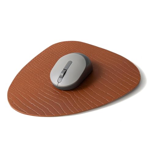 Image of Premium Recycled Leather Mouse Pad for PC | Large Size 25x22cm Mousepad for Laptop Wireless | Handcrafted | Anti-Slip, Anti-Skid, Waterproof| Croco Finish for Home, Office, Gaming, Tan