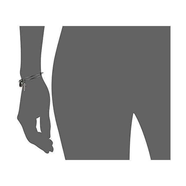 Alex and Ani Divine Guides Expandable Bangle Bracelet for Women, Cross Charm, Midnight Silver Finish, 2 to 3.5 in