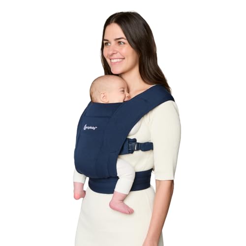 Image of Ergobaby Embrace Newborn Baby Carrier for Infants 0-12 Months (7-25 lbs) - Ergonomic 2-Position Infant Carrier with Head and Neck Support, Hip-Healthy Positioning - Midnight Blue