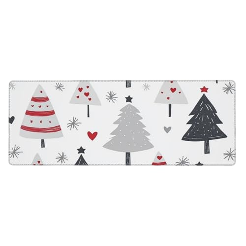 Tapis de souris Noël 80x30 cm au motif sapins pour un bureau chaleureux à la maison