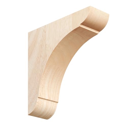 Image of Vercraft Wood Corbels Wooden Shelf Brackets, Unfinished Paintable Bracket with Hanging Hook for Doorway Countertop Kitchen Cabinet Book Shelves, Rubber Wood