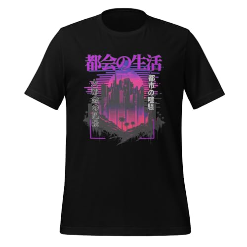 T-Shirt Synthwave Japonais Vaporwave Kanji Streetwear Imprimé Vintage