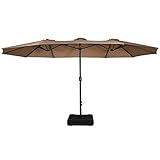 Iwicker 15 FT Patio Market Double Sided Umbrella Outdoor UV Resistant Polyester Fabric Canopy Twin...