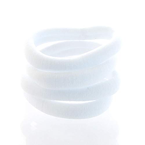 My Lello Small Premium Hair Tie Ponytail Holder Hair Bands -Seamless - White 20pcs