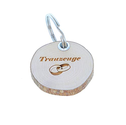 Schlüsselanhänger Holz Geschenk mit Gravur für Trauzeuge, Trauzeugin, Taufpatin, Taufpate, liebster Mensch, Motiv:Trauzeuge Cover