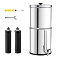 Happybuy Gravity-fed Water Filter System, 2.25G 304 Stainless-Steel Countertop System,It's a Water Filtration System That Reduces Lead and up to 99% of Chlorine, Comes with 2 Carbon Filters