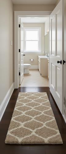 Image of Carpet for Hallway, Kitchen, and Modern InteriorsCarpetCozy Shag Runner for Living Room, Bedroom & Office Decor ETC Size 2x6 feet, Patten-Solid Beige M
