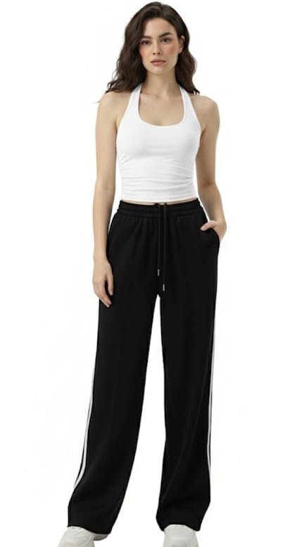 Image of Irana Women Jogger & Crop Top Set | Stylish 2-Piece Co-Ord Lounge Wear for Women | High Waist Joggers with Trendy Crop Top | Casual Wear | Gym Wear | Travel Outfit|Tracksuit Co-Ord for Girls