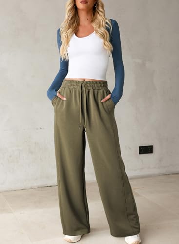 Dokotoo Women's Wide Leg Pants 2025 Flowy Casual Pants Straight Leg Elastic Waisted Stretch Palazzo Pants3