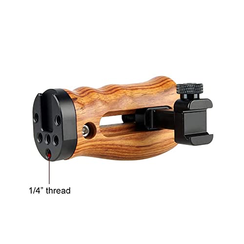 Image of NICEYRIG NATO Quick Release Wooden Handle, Universal Side Grip with Mounting Holes Cold Shoe - 268