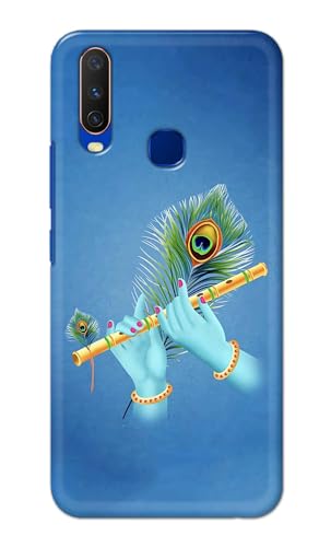Image of Plastic Printfidaa Printed Hard Back Cover Case For Vivo Y15 | Vivo Y17 | Vivo Y11 | Vivo U10 | Vivo Y12 | Vivo Y12I Back Cover (Flute In Krishna Hands) -112, Multicolor