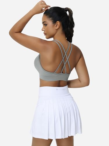 Image of VEQKING Strappy Cross Back Women Sports Bra Pack for Medium Support Workout | Removable Padded Cups, Spaghetti Strap, Comfort Seamless Wirefree, Soft Breathable Fabric, for Gym /Yoga /Pilates /Walking /Daily