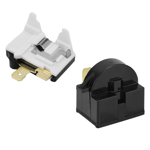 BOXOB QP2-4.7 Starter Relay and 6750C-0005P Refrigerator Overload Protector, QP2-4r7 Start Relay Mini Parts Compatible with LG Fridge Compressor Accessories (Brass Feet)