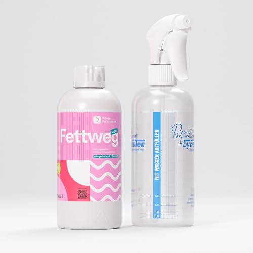 FETTWEG | nachhaltiger Fettlöser für Küche + Haushalt | 500 ml Konzentrat | hocheffektiv gegen hartnäckige Fette | Profi-Reiniger für Herd, Spüle und Dunstabzugshaube | inklusive Dosierflasche