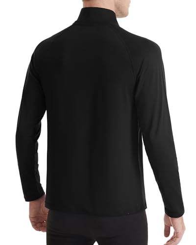 Runhit Men's Quarter Zip Fleece Pullover Thermal Running Shirts Lightweight Sweatshirt Long Sleeve Polo Shirt3