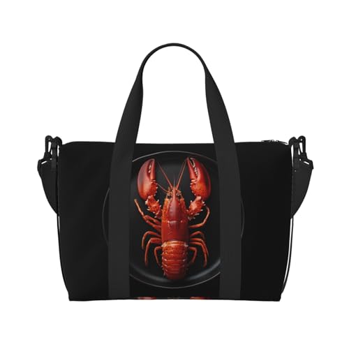 lobster red print Travel Duffel Bag, Sports Tote Gym Bag, Swim Pool Bag Large Shoulder Tote Bag for Beach Weekender2