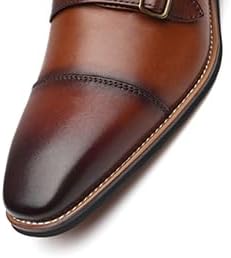 La Milano Mens Double Monk Strap Slip on Loafer Cap Toe Leather Oxford Formal Business Casual Comfortable Dress Shoes for Men - Image 7