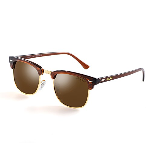 GREY JACK Classic Polarized Half Frame Mirrored Sunglasses Fashion Eyeglasses for Men Women Brown Frame Brown lens