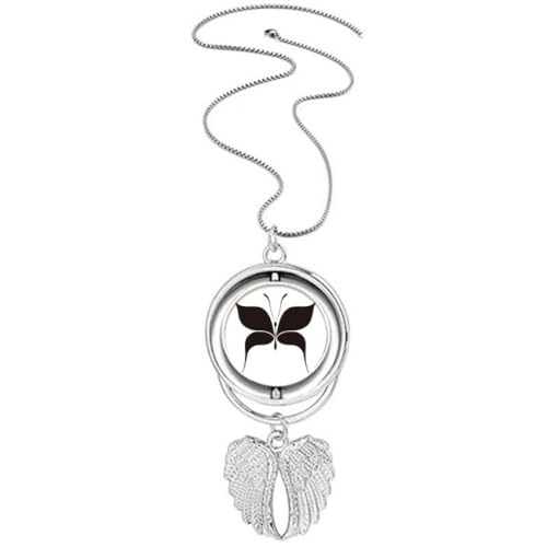 Collier ailes d'ange noir style art déco avec pendentif en métal ciselé