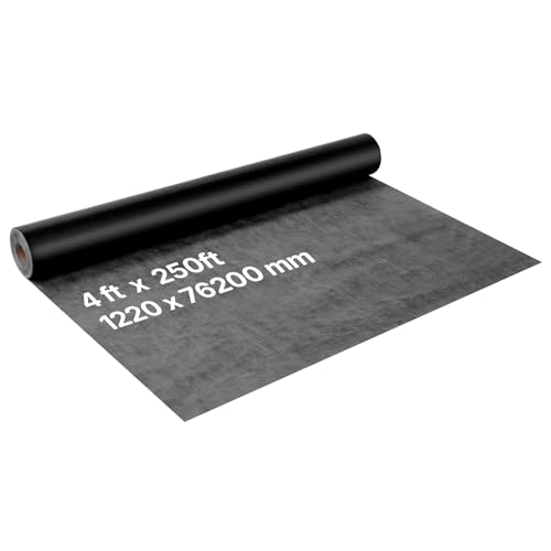 VEVOR Pare Vapeur, 1,27 x 76,2 m, Écran d'Étanchéité en Plastique, Épaisseur 0,17 mm, Bâche Résistante aux Déchirures, Bloque Humidité à Travers les Murs, pour Construction Rénovation Bâtiments, Noir