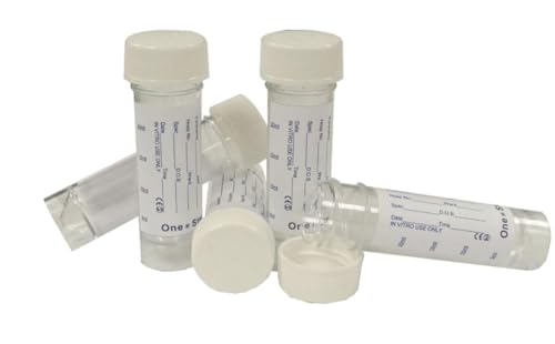 Urine Sample Bottles 5 Clear with Label Specimen Bottles for Urine Leak Proof Screw Tops BY Noondl Health (5)