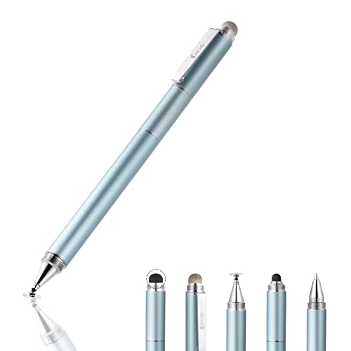 Image of Capacitive Stylus Pen, 4-in-1 High Sensitivity and Precision Touch Screen Stylus Clear Disc Tip,Black Rubber Tip &Mesh Fiber Tip Compatible with Universal Touch Screen Device (Ice Blue)