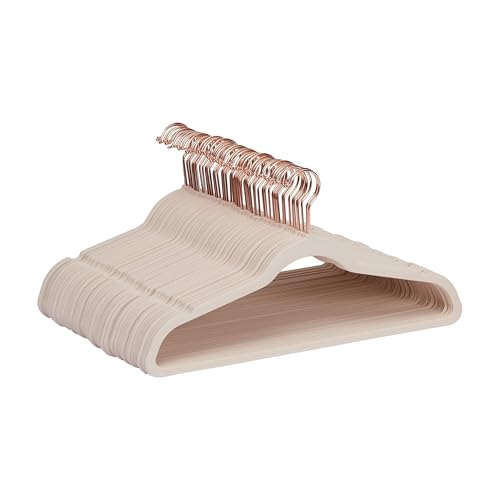Amazon Basics Slim Velvet, Non-Slip Suit Clothes Hangers, Pack of 50, Blush Pink/Rose Gold