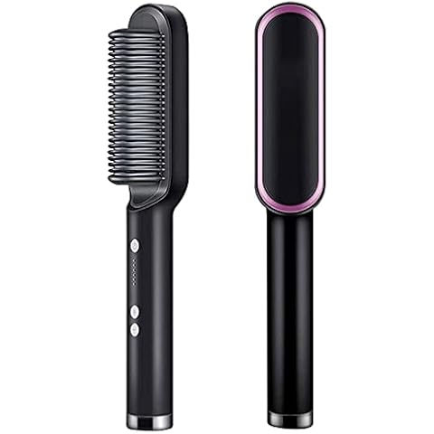 Hair Straightener Brush, Fast Heating Ceramic PTC Straightening Brush for Women and Men, Electric Hair Straightening Styler Tool for Hot Brushes for Hair Styling Cover