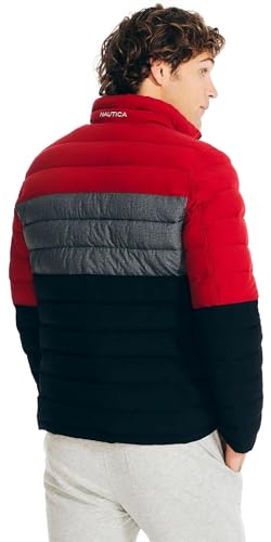 Image of Nautica Men's Reversible Quilted Puffer Jacket -Midweight Mechanical Stretch Winter Coat