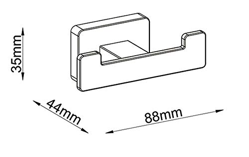 Kibath 496423 SE Design Bathroom Hanger Made of Stainless Steel and Shiny Chrome Finish, with Square Shapes. Placement: with Screws - Image 2