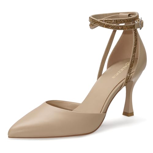 ALICEPUB Women's Slingback Kitten Heels - Closed Pointed Toe Low Heels Comfortable Dress Shoes for Wedding, Bridal, Business, Office, Work, Casual Pumps