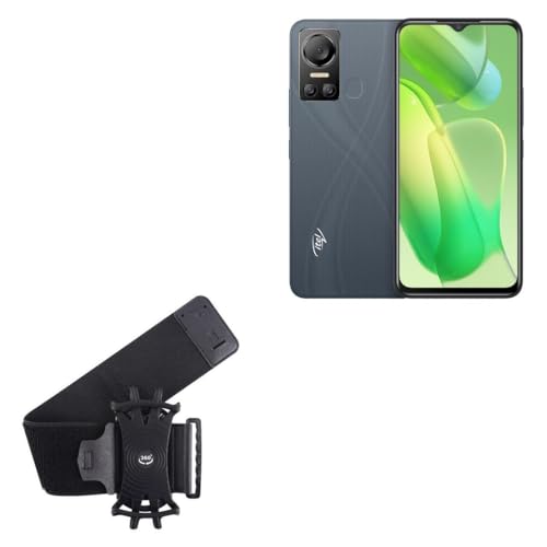 BoxWave Holster Compatible with itel S18 - ActiveStretch Sport Armband, Adjustable Armband for Workout and Running - Jet Black