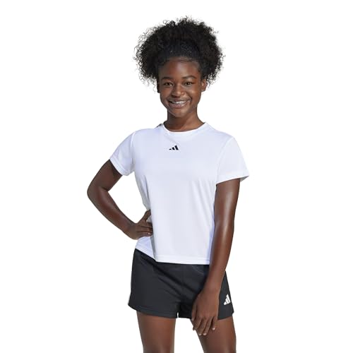 adidas Bambine e Ragazze Train Essentials Regular Fit Logo Training T-Shirt Junior Girls, White/Black, 13-14 Years