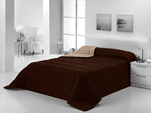 DCasa On-line Canadian Edredón Relleno Nórdico, Bicolor y Reversible, 350 Gramos, Microfibra poliéster, Color Crudo/Choco, 90/105 cms
