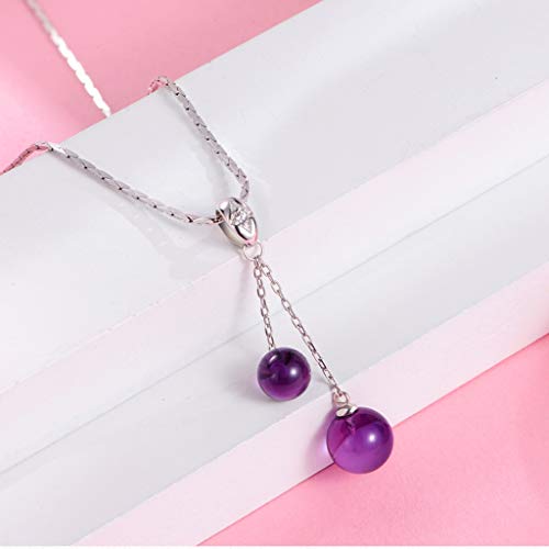 Collier améthyste véritable, pendentif double perle de qualité supérieure