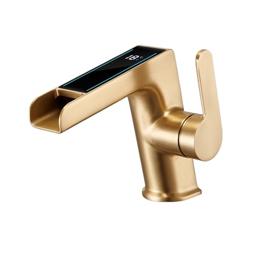 Robinet d'évier de salle de bain LED cascade mitigeur monocommande avec tuyaux d'eau pour buanderie