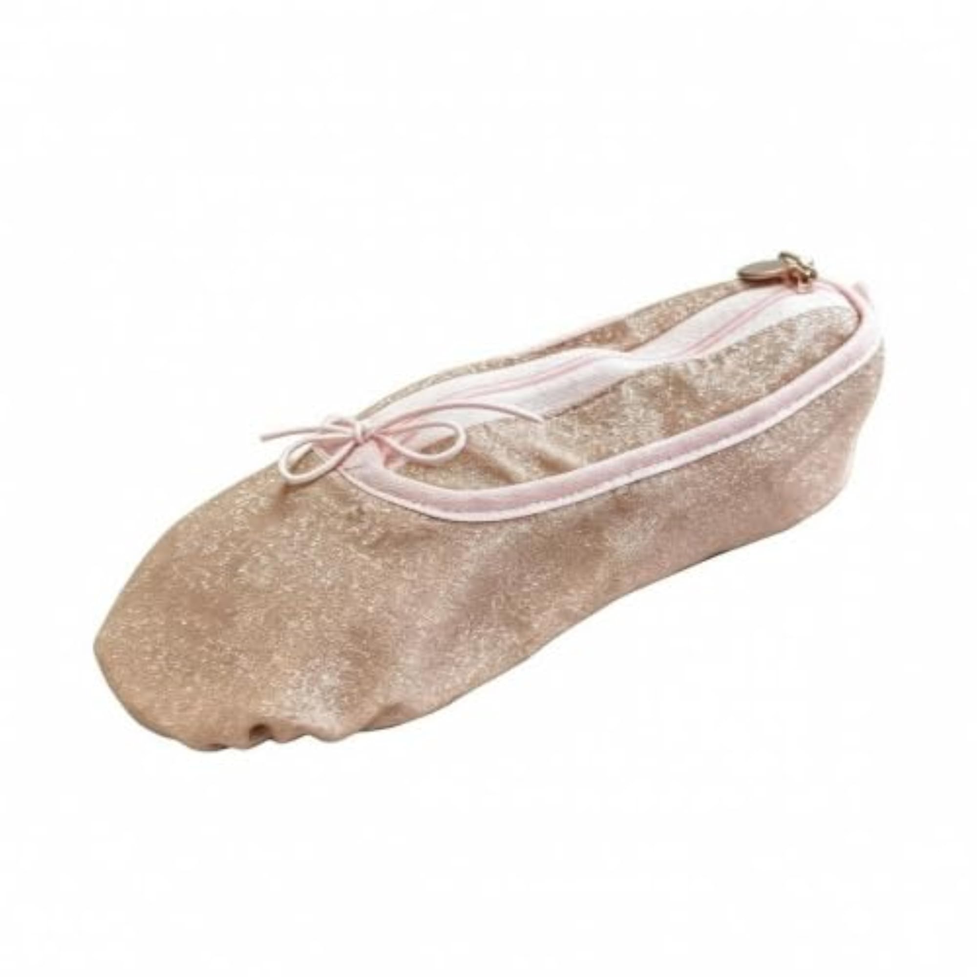 Zippered Ballet Shoe Pouch, Fine Glitter Finish, Travel Makeup Bag