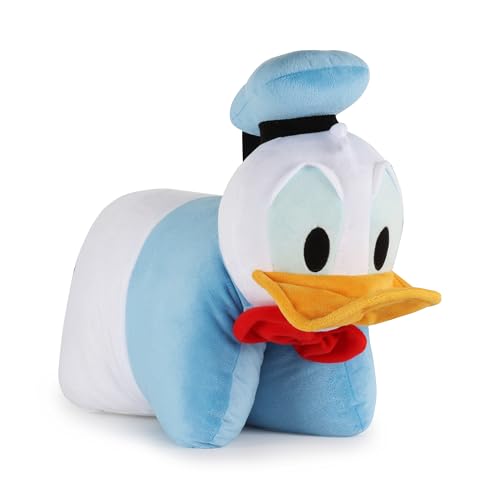 Disney Coussin Peluche 2 en 1 pour Enfant Donald de Mickey et Ses Amis - Coussin Peluche Ultra-Doux à câliner, avec Fermeture Velcro, Multi-usages