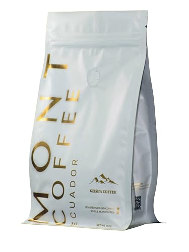 Mont Coffee - Geisha Coffee Ecuador, Whole Bean, Fresh Rosted, Premium Ecuadorian Specialty Geisha Roasted Coffee Beans | Awarded 88+ (12oz, Unflavored)