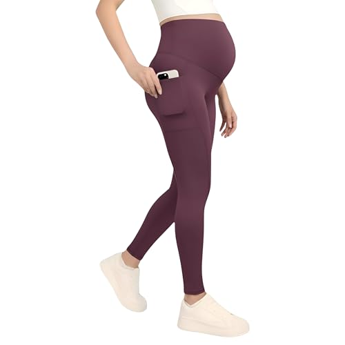 Image of Motherhood Maternity Women's Over the Belly Workout Activewear Pregnancy Leggings with Pockets